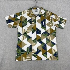 Grunk Dolfer Golf Polo Mens L Geometric Palm‎ Leaf Print Performance Shirt